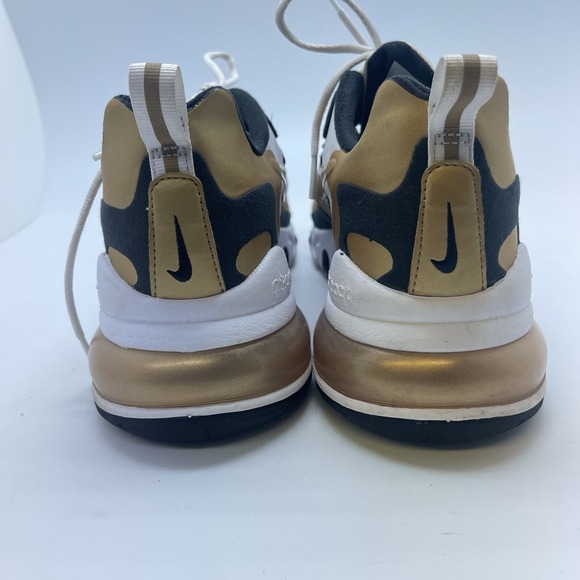 Nike Sneakers Mens 10 Air Max 270 React CW7298-100 Gold Athletic‎ Running Shoes - Picture 4 of 10